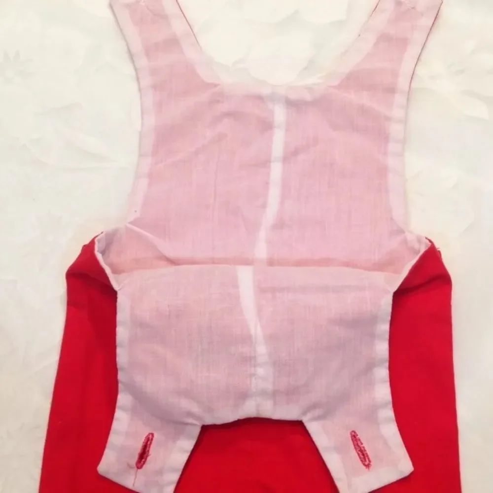 Vintage Red Romper With Teddy Bear 9-12 Months